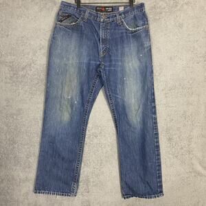 Ariat FR Low Rise M4 Boot Jeans Mens 35x29.5 Blue Flame Resistant Workwear Denim